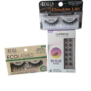 NIP three different types of Ardell and imPress false eyelashes.